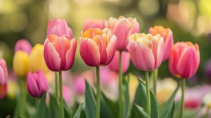 Poster - Colorful Tulips in Bloom During Vibrant Spring in Flourishing Garden : Generative AI