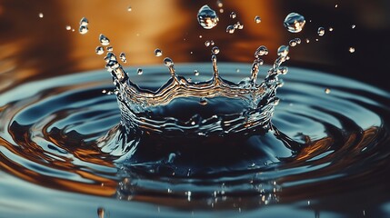 Leinwandbilder - Dynamic Splashing Water Droplets Creating Patterns in Still Water Surface : Generative AI
