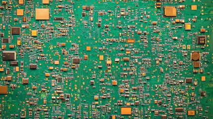 Poster - Colorful Electronic Circuit Board Closeup with Microchips and Connectors : Generative AI