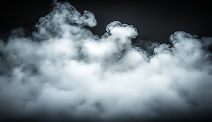 Aufkleber - Dense Foggy Smoke with Abstract Patterns on Black Background Artful Representation : Generative AI