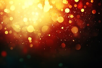 Aufkleber - Captivating Bokeh Light Background in Warm Gold and Red Hues : Generative AI