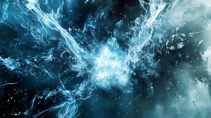 Leinwandbilder - Dynamic Explosion of Blue Fractal Energy Representing Powerful Abstract Concept : Generative AI