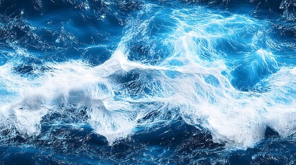 Aufkleber - Energizing Ocean Wave Patterns with Bright Blue and White Elements : Generative AI