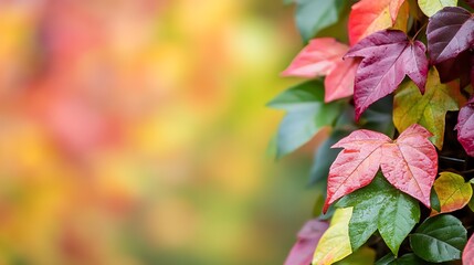 Aufkleber - Autumn Leaves Closeup on Vibrant Background Evoking Seasonal Beauty and Change : Generative AI
