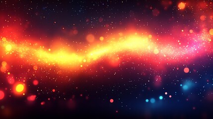 Poster - Vibrant Cosmic Energy Abstract Background with Glowing Particles and Colorful Light Effects : Generative AI