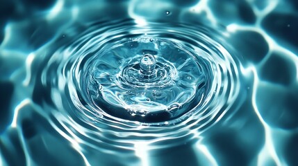 Aufkleber - Crystal Clear Water Ripples Captured in a Serene CloseUp of Tranquil Blue Waves : Generative AI