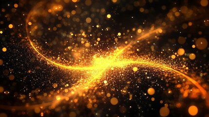 Poster - Golden Dots and Flowing Patterns Creating an Elegant and Warm Abstract Art Piece : Generative AI