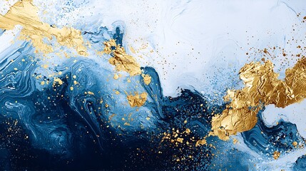 Poster - Vibrant Gold and Midnight Blue Abstract Art with Fluid and Textured Design : Generative AI