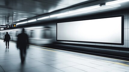 Poster - Subway Platform with Empty Advertising Billboard for Marketing : Generative AI