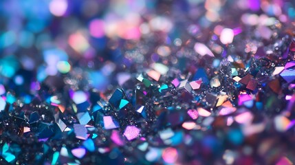 Poster - Sparkling Multicolor Glitter Texture with Illuminated Faceted Surface : Generative AI