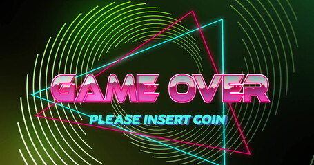 Poster - Image of game over text over neon pattern background
