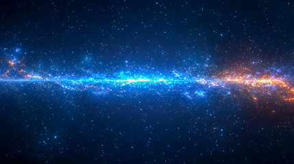 Wall Mural - vibrant galactic horizon with blue and orange cosmic glow