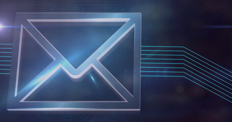 Poster - Email icon with blue lines, digital communication image
