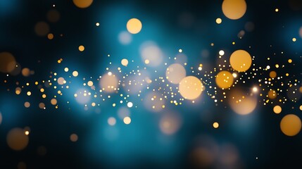 Leinwandbilder - Luminous Golden and Blue Abstract Background with Bokeh for Festive Occasions : Generative AI