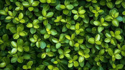 Poster - Closeup of dense lush green leaves creating a vibrant fresh nature inspired botanical background : Generative AI