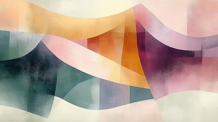 Poster - Abstract Minimalist Graphic Art Soft Pastel Mosaic Pattern Geometric Design Background