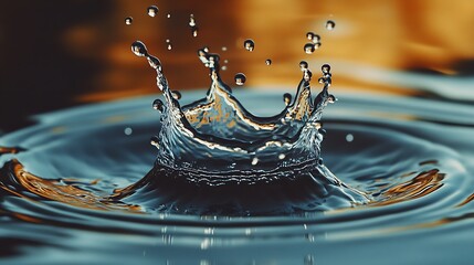 Poster - Mesmerizing Water Crown Splash Illuminated by Warm Ambient Light : Generative AI