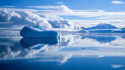 Poster - Stunning Arctic Iceberg Reflections in Tranquil Polar Landscape : Generative AI