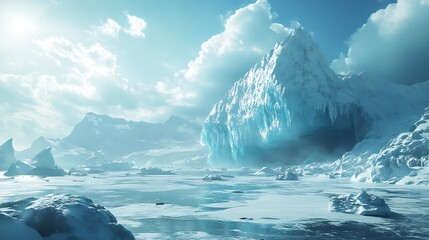 Poster - Expansive frozen arctic landscape under clear blue skies : Generative AI