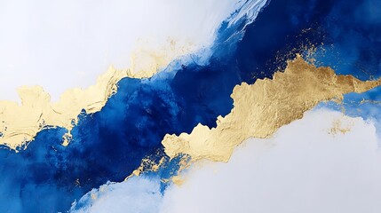 Aufkleber - Luxurious Gold and Blue Abstract Art Design for Elegant Interiors and Creative Inspirations : Generative AI