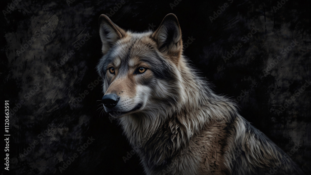 Wild Wolf in Dark Abstract Setting Captivating Professional Photography ...