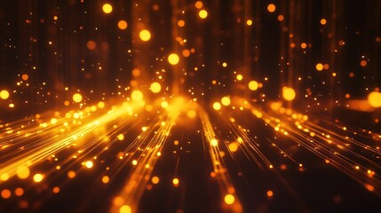 Poster - Dynamic Amber Glow with Sparkling Light Trails and Particles : Generative AI