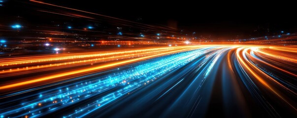 Poster - Urban Motion Abstract Speed Highway Night Traffic Lights Dynamic Blur