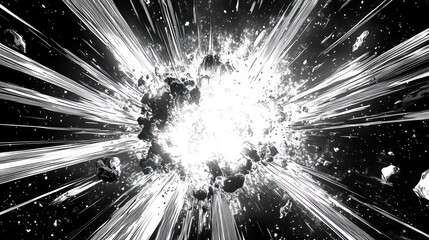 Poster - Dynamic Explosion Scene in Comic Book Style with Sharp Contrasts and Dramatic Lighting