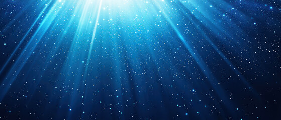 Poster - radiant burst of energy with luminous blue light beams illuminating dark space