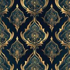 Elegant golden floral pattern home decor digital artwork luxurious design close-up view opulent aesthetic inspiration