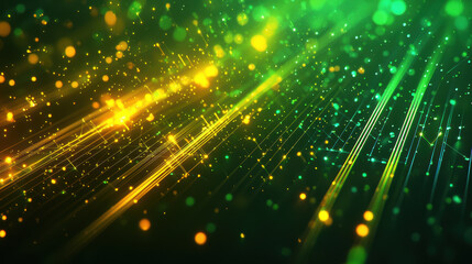 Poster - Vibrant green and yellow light streaks create dynamic, energetic background
