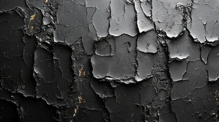 Poster - A captivating black backdrop showcases intricate textures and layers of cracked paint, evoking a sense of decay and beauty. The rough surface invites exploration of its details