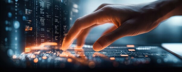 Aufkleber - Futuristic Digital Workspace Interactive Holographic Data Display Technology