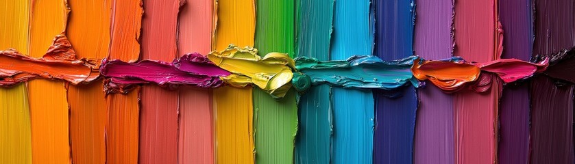 Poster - Vibrant rainbow textures, horizontal streaks of rich bold colors