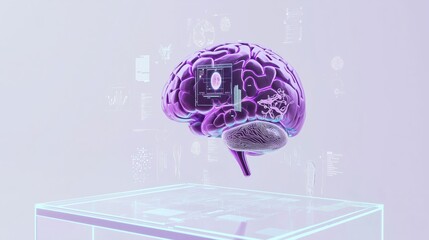 Poster - High-Tech AI Tutor Projecting Lessons on Biology with Digital Brain Concept