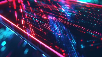 Neon lights show cloud computing on a computer tablet. Neon lights display cloud computing on AI Generative computer tablet