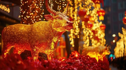 Poster - Chinese New Year decorations featuring the Year of the Ox symbol 