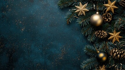 Poster - Dark blue background with a festive golden border for New Yearâ€™s events 
