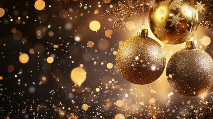 Poster - Sparkling background with Happy New Year text and festive elements 