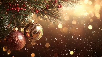 Poster - Sparkling background with Happy New Year text and festive elements 