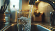 © Infinity Lens - Refreshing hand glass tap, flowing water faucet stream drink, pristine kitchen pure healthy cool, hydration clear, clean purified fresh.