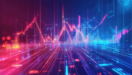 Poster - Abstract Digital Data Visualization Showing Financial Market Trends