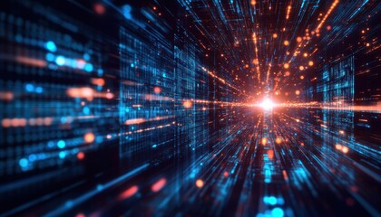 Aufkleber - Abstract Digital Data Stream Visualization Tunnel