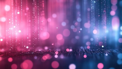 Poster - Abstract Pink And Blue Digital Data Stream Background