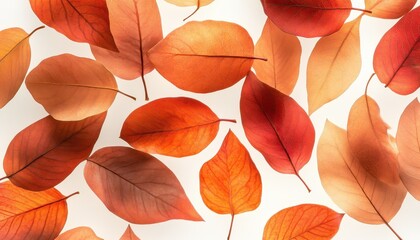 Aufkleber - Autumn Leaves Scattered on White Background