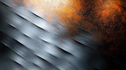 Wall Mural - Close-up Abstract Composition of Brushed Metal Textures with Soft Diffused Lighting in Industrial Style