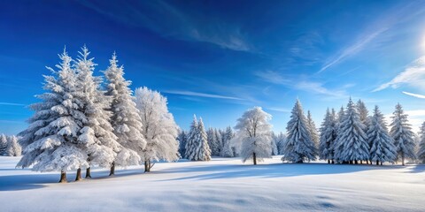 Wall Mural - Snow-covered trees creating a stunning winter landscape, winter, snow, trees, cold, frozen, frost, white, icy, chilly