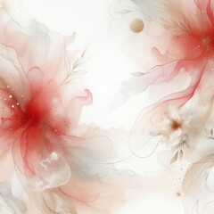 Poster -  a dreamy background featuring soft red and white watercolor textures. Incorporate delicate, flowing lines and gentle splashes of gold to evoke a sense of elegance and tranquility.