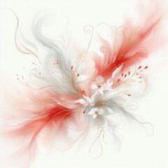 Poster -  a dreamy background featuring soft red and white watercolor textures. Incorporate delicate, flowing lines and gentle splashes of gold to evoke a sense of elegance and tranquility.
