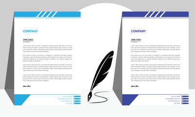 Wall Mural - Simple business letterhead design set of two Vector Image. Colorful letterhead design template.